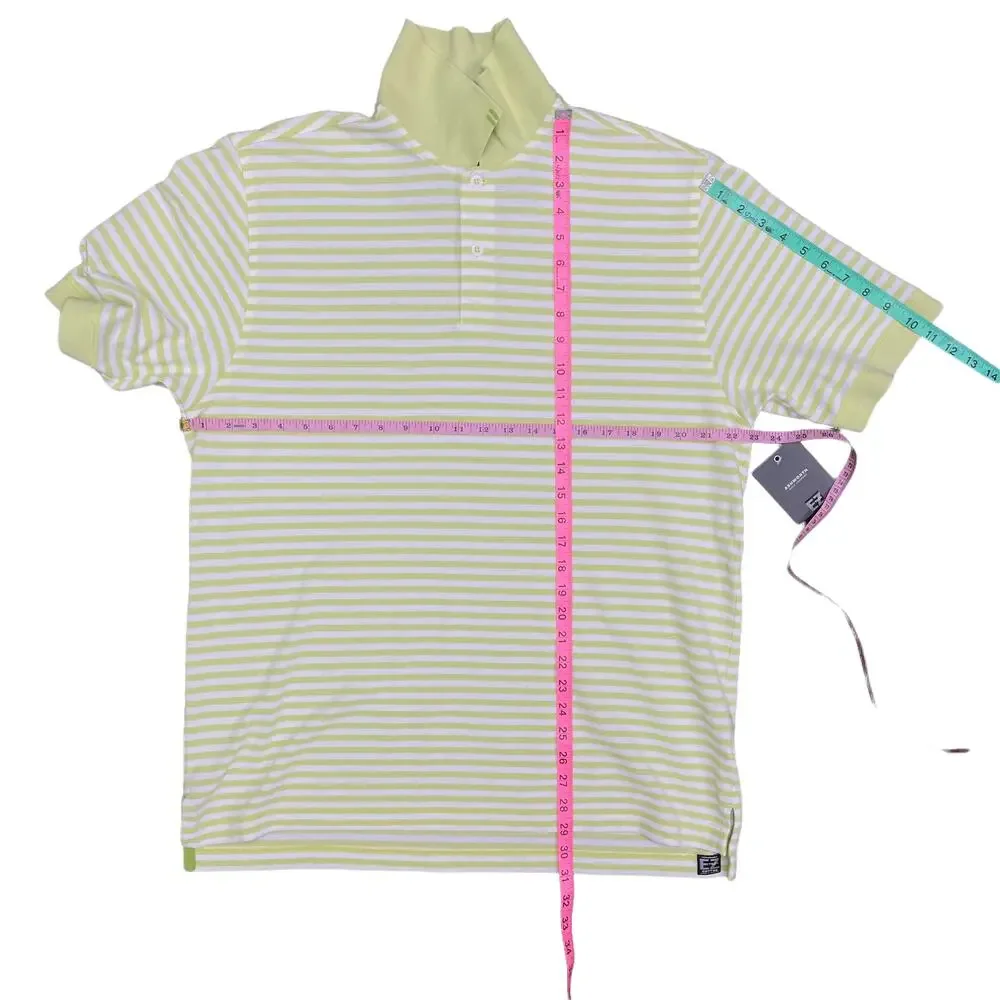 Ashworth Polo Shirt Men's Large Green Activewear Golf EZ Tech Striped NWT